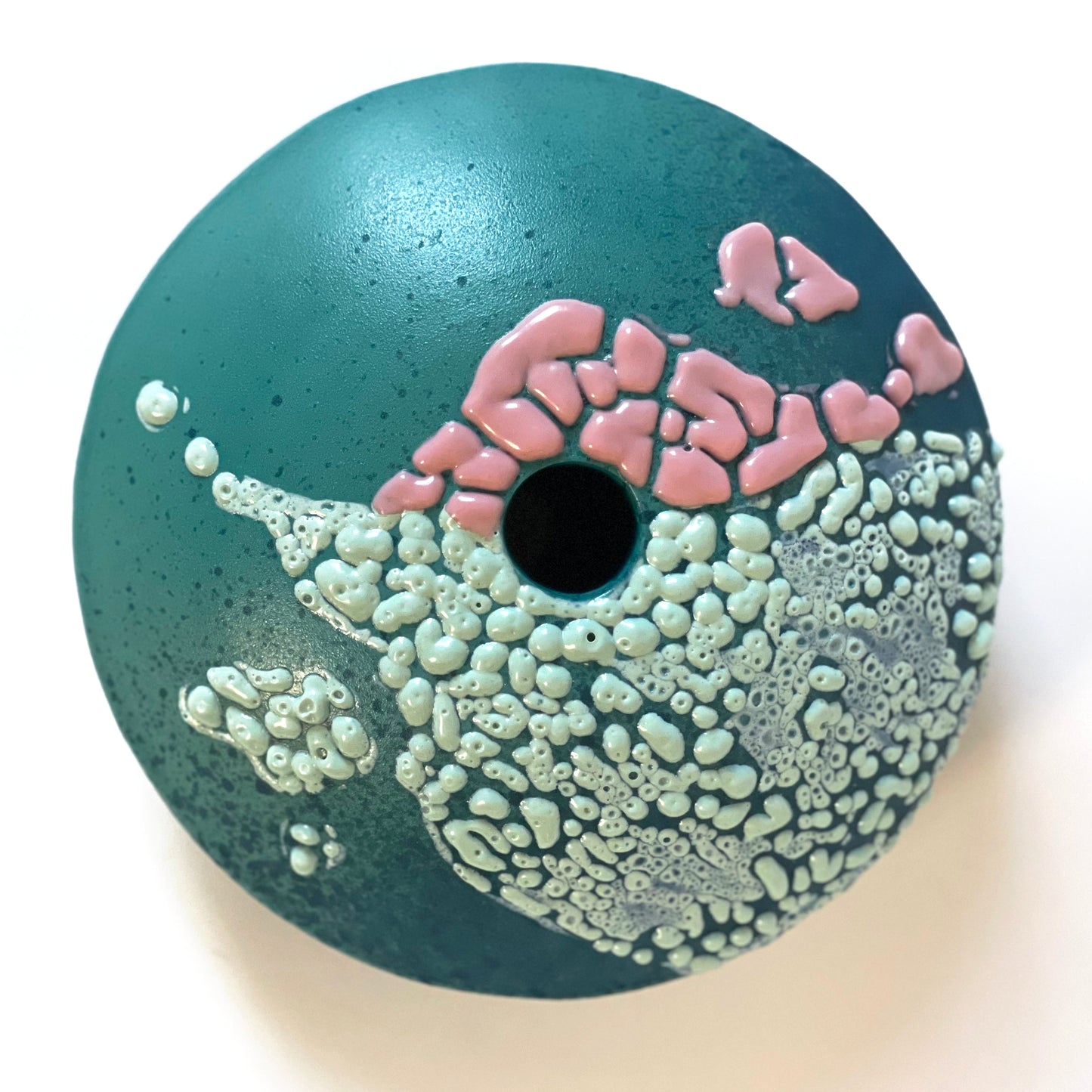 Saucer Vase, Medium (Teals/Pink/Pastel Turquoise)