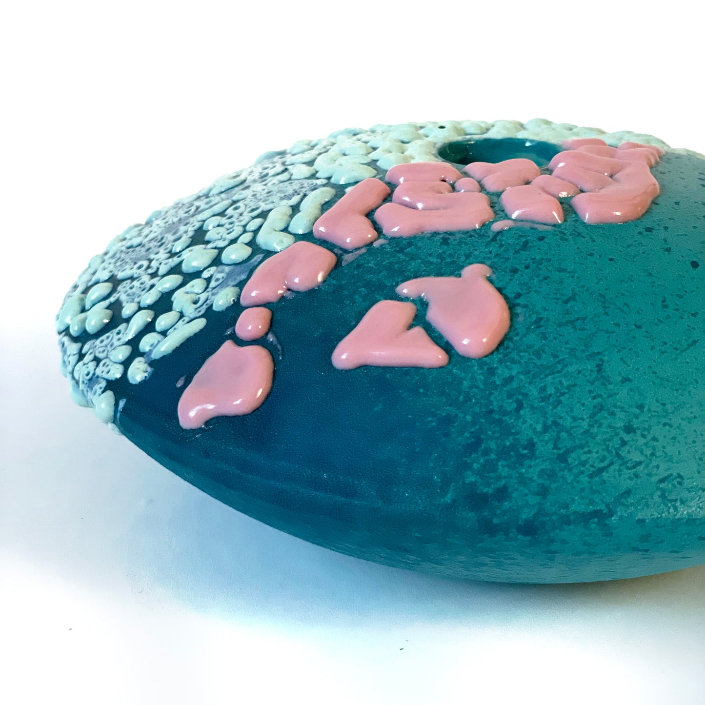 Saucer Vase, Medium (Teals/Pink/Pastel Turquoise)